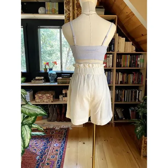 White Linen Shorts - Picture 2 of 7